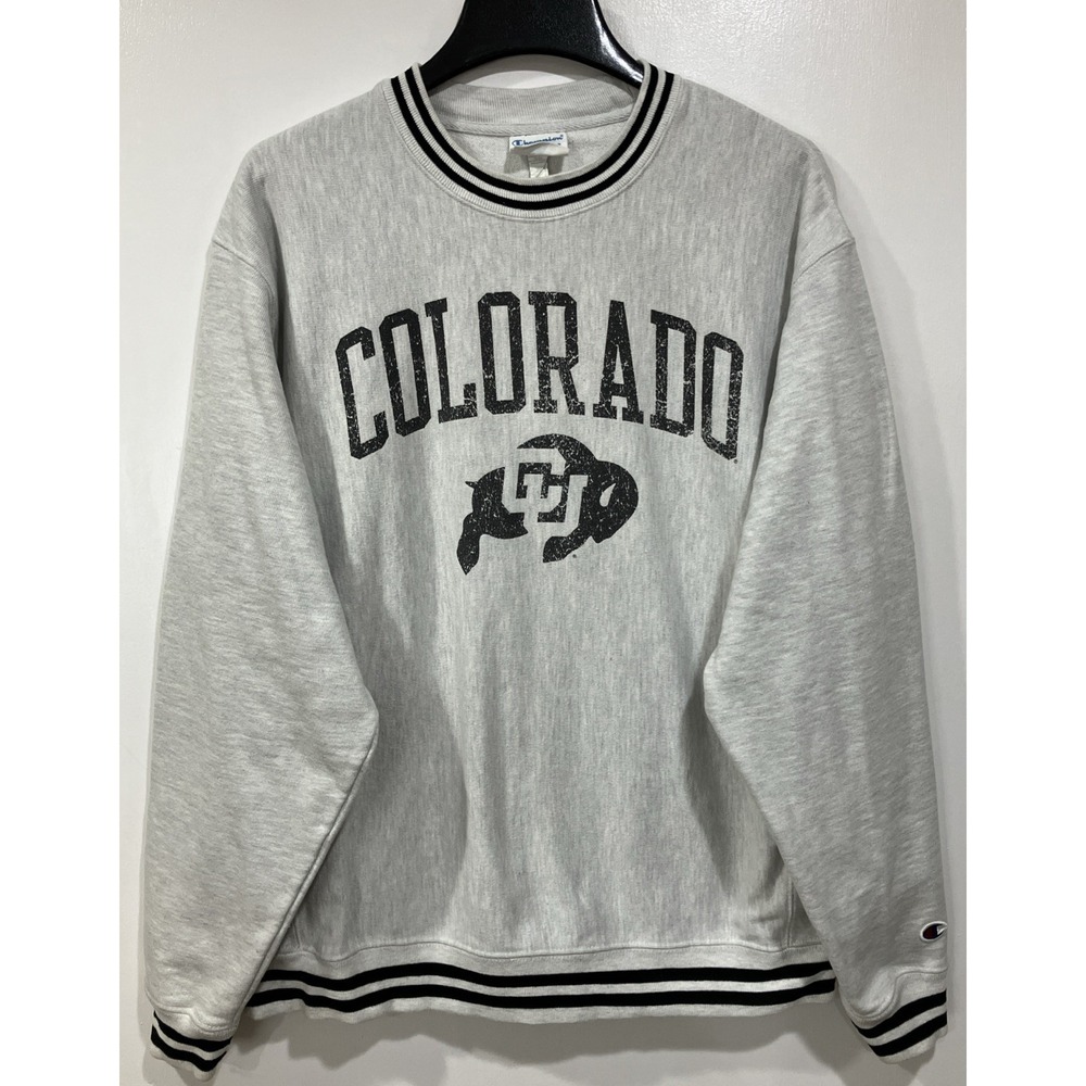 Vintage Champion Reverse Weave Grey Sweatshirt Size Large L Colorado Buffaloes